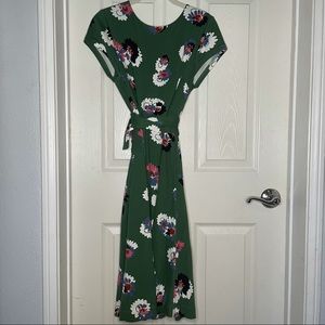 NWT Green Floral Boden Midi Dress w/ Belt
